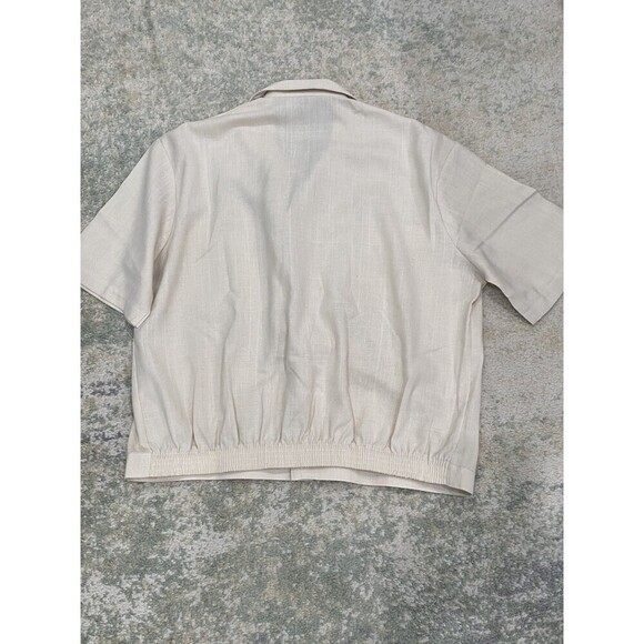 Vtg Alan Stuart Polo Shirt Men XL Ivory Front Pockets Textured POLYESTER - Picture 6 of 7